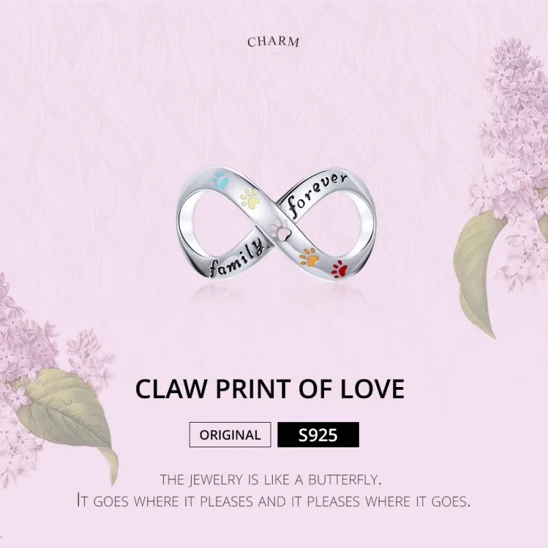 (image for) Pandora Style Silver Charm, The Paw Print of Love, Multicolor Enamel - SCC1849 - View 7