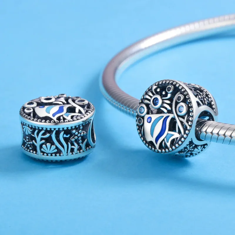 (image for) Pandora Style Silver Charm, The Underwater World Ocean Life, Blue Enamel - SCC76 - View 3