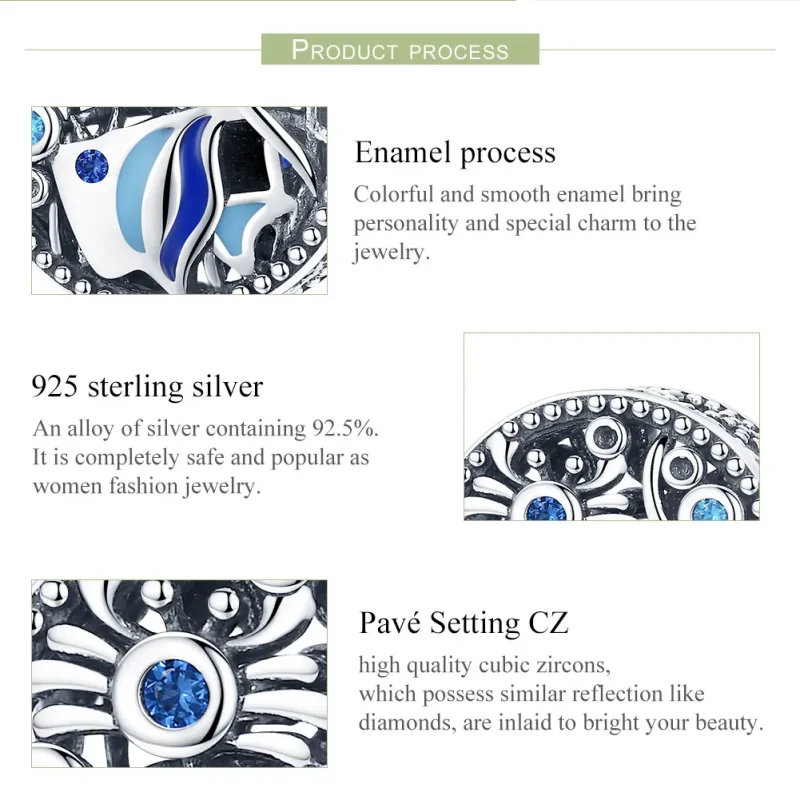 (image for) Pandora Style Silver Charm, The Underwater World Ocean Life, Blue Enamel - SCC76 - View 7