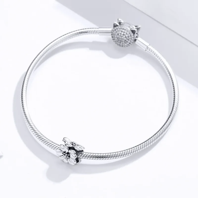 (image for) Pandora Style Silver Charm, Three Flowers - SCC1486 - View 3
