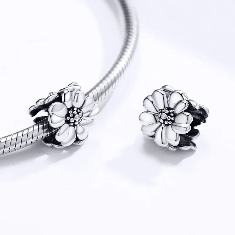 (image for) Pandora Style Silver Charm, Three Flowers - SCC1486 - View 4