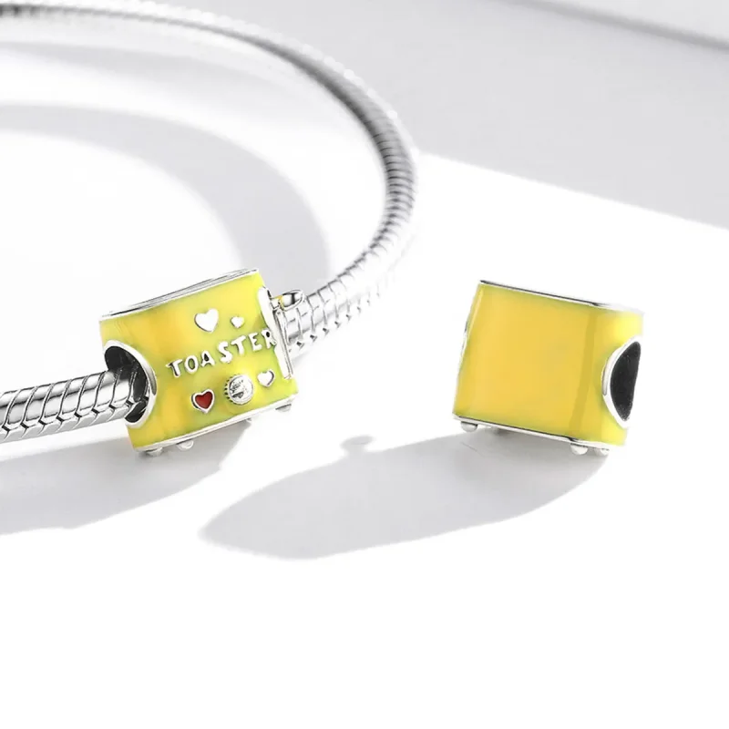 (image for) Pandora Style Silver Charm, Toaster, Yellow Enamel - SCC1863 - View 3