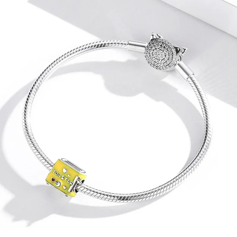 (image for) Pandora Style Silver Charm, Toaster, Yellow Enamel - SCC1863 - View 4