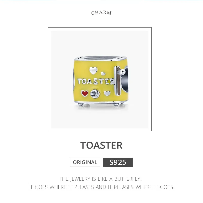 (image for) Pandora Style Silver Charm, Toaster, Yellow Enamel - SCC1863 - View 6