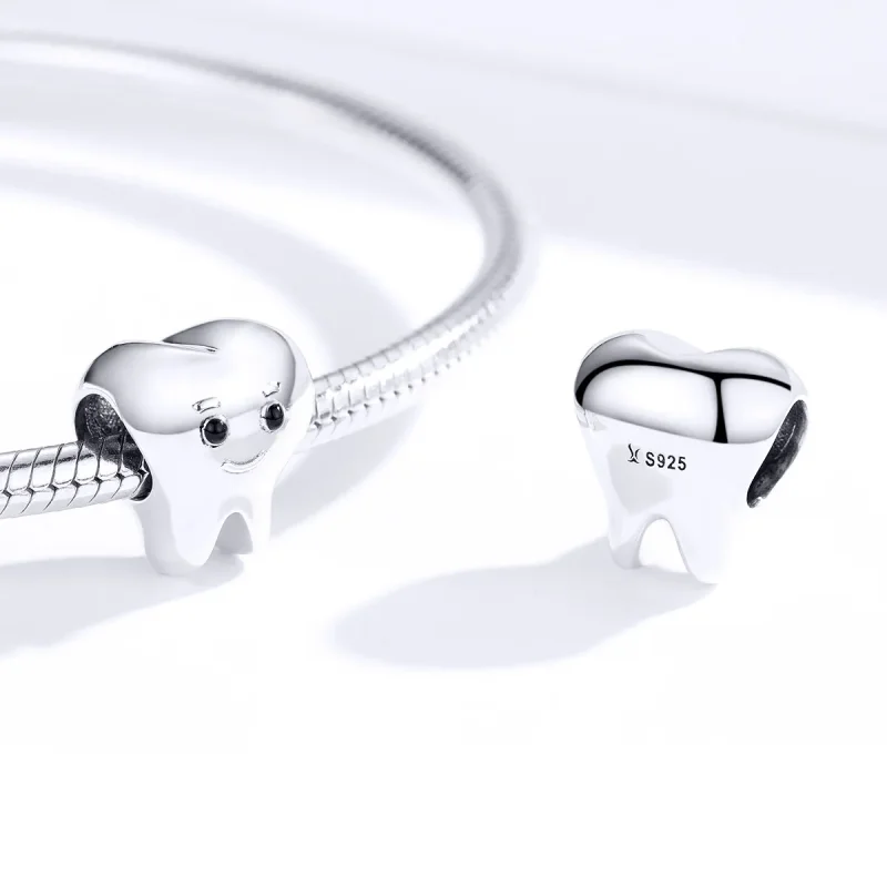 (image for) Pandora Style Silver Charm, Tooth, Black Enamel - SCC1401 - View 4