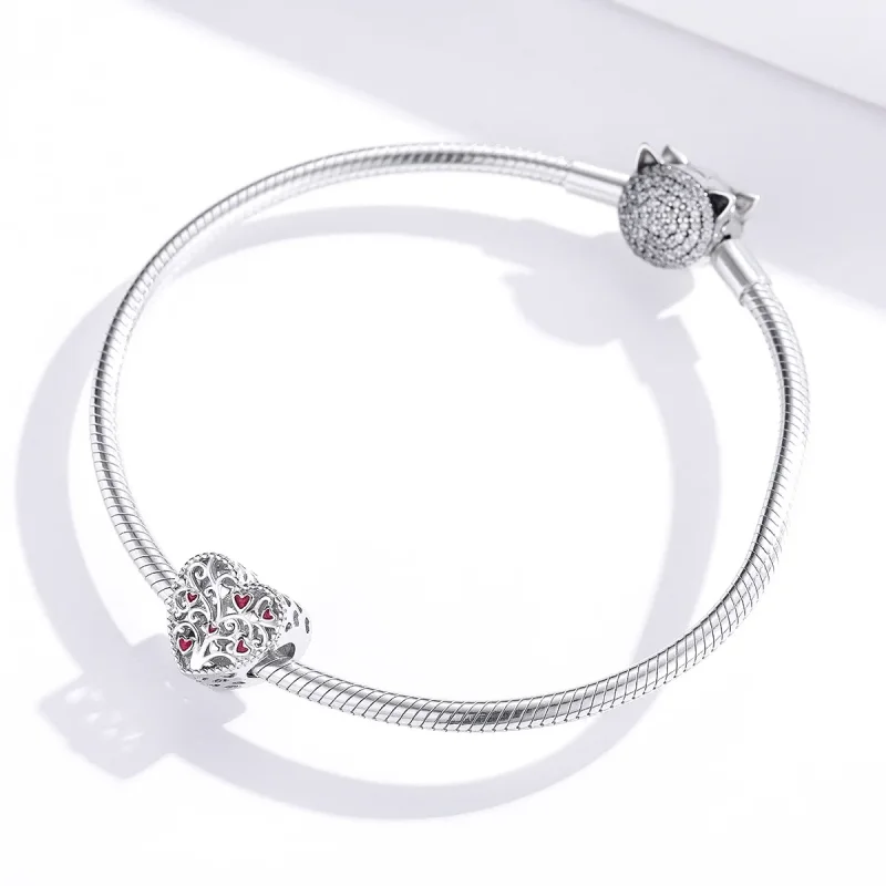 (image for) Pandora Style Silver Charm, Tree of Life, Red Enamel - BSC279 - View 3