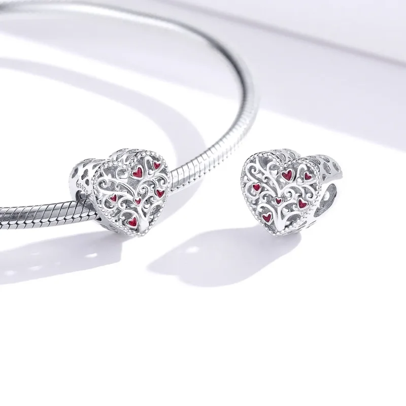 (image for) Pandora Style Silver Charm, Tree of Life, Red Enamel - BSC279 - View 4