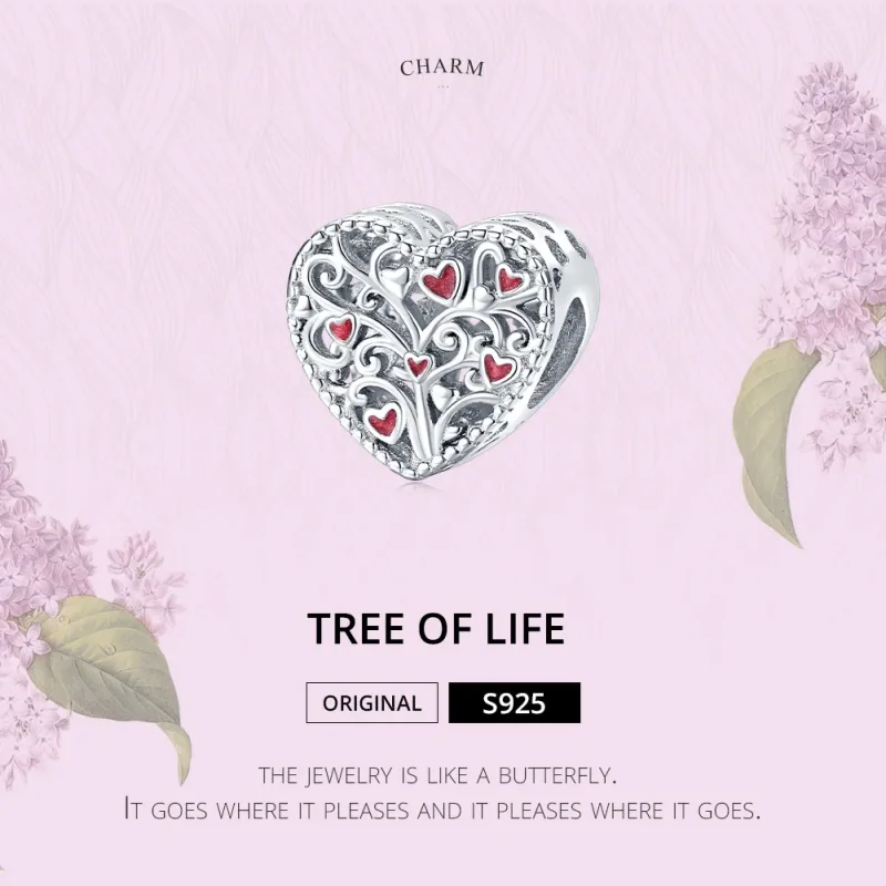 (image for) Pandora Style Silver Charm, Tree of Life, Red Enamel - BSC279 - View 6