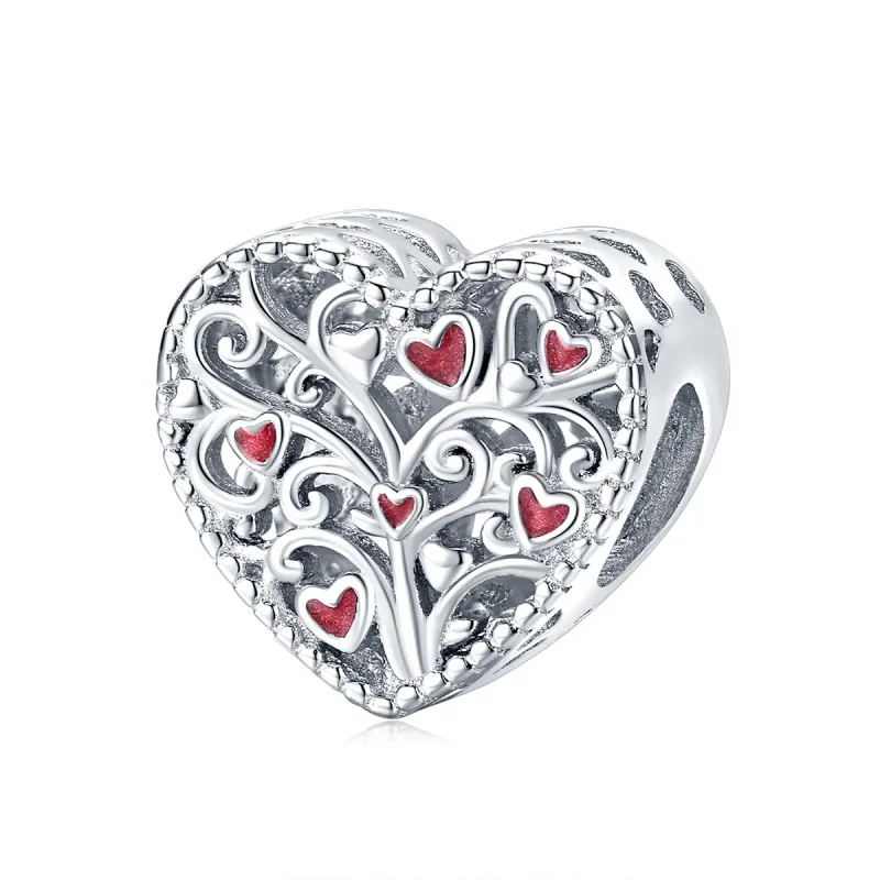 (image for) Pandora Style Silver Charm, Tree of Life, Red Enamel - BSC279 - Product Image