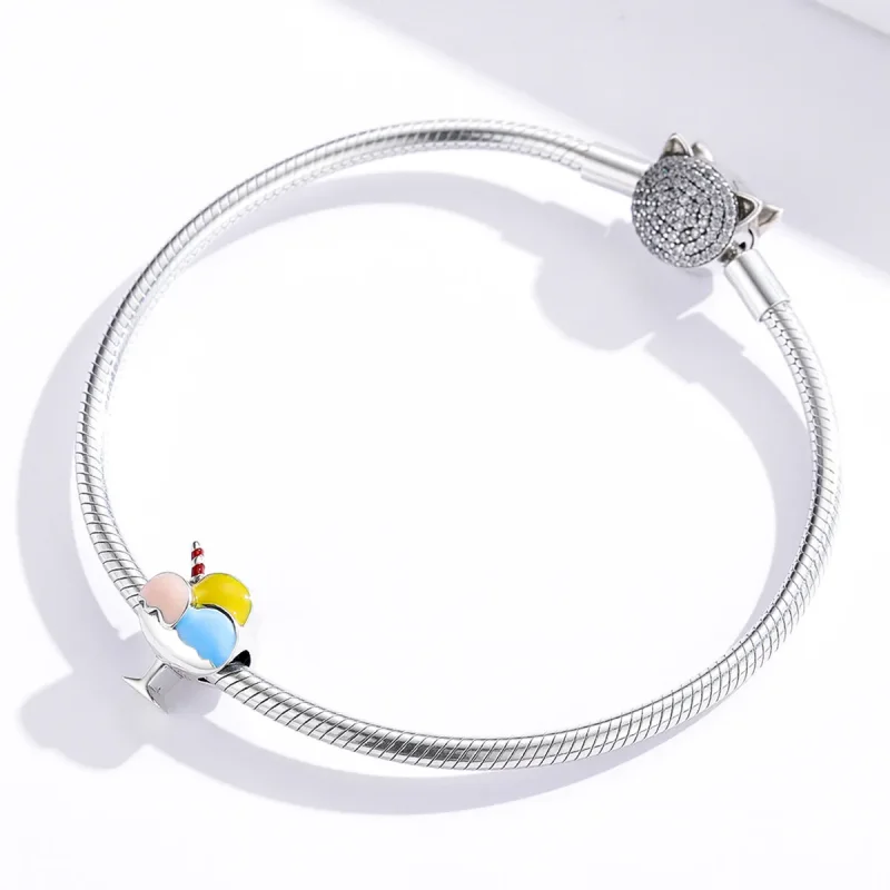 (image for) Pandora Style Silver Charm, Tri-Color Ball Ice Cream, Multicolor Enamel - SCC153 - View 3