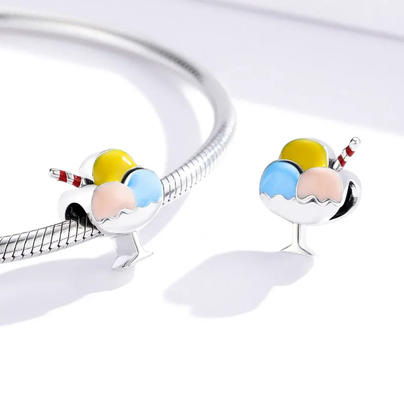 (image for) Pandora Style Silver Charm, Tri-Color Ball Ice Cream, Multicolor Enamel - SCC153 - View 4