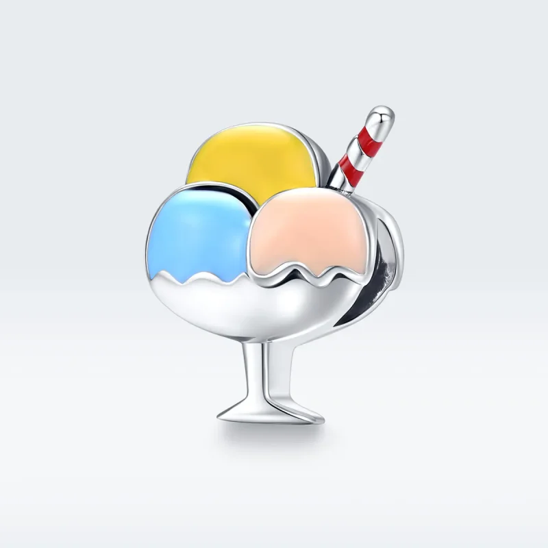 (image for) Pandora Style Silver Charm, Tri-Color Ball Ice Cream, Multicolor Enamel - SCC153 - View 5
