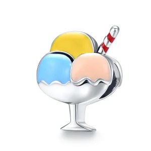(image for) Pandora Style Silver Charm, Tri-Color Ball Ice Cream, Multicolor Enamel - SCC1532
