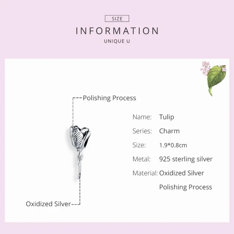 (image for) Pandora Style Silver Charm, Tulip - SCC1514 - View 7