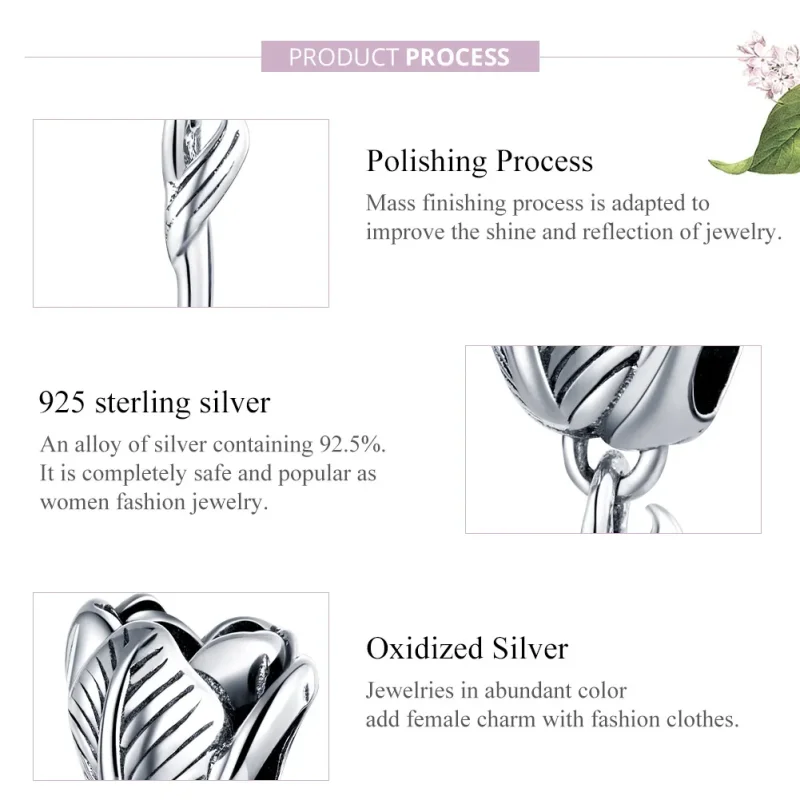 (image for) Pandora Style Silver Charm, Tulip - SCC1514 - View 8