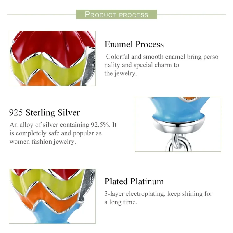 (image for) Pandora Style Silver Charm, Turkish Hot Air Balloons, Multicolor Enamel - SCC867 - View 7