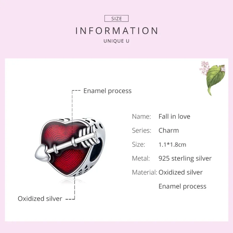 (image for) Pandora Style Silver Charm, Valentine's Day First Love, Red Enamel - SCC480 - View 7