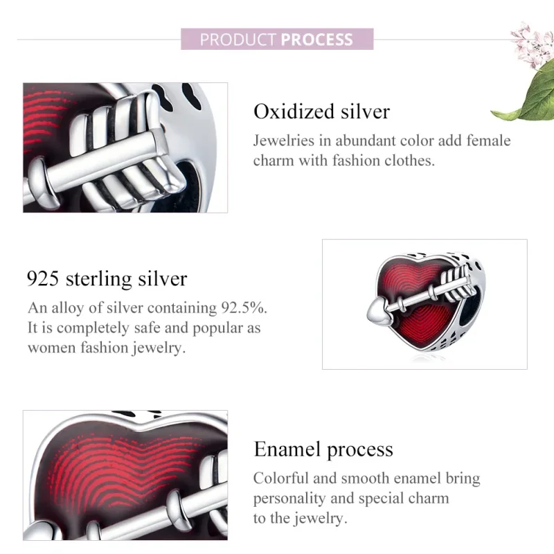 (image for) Pandora Style Silver Charm, Valentine's Day First Love, Red Enamel - SCC480 - View 8
