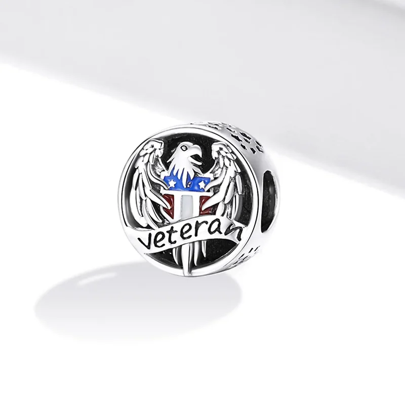 (image for) Pandora Style Silver Charm, Veteran, Multicolor Enamel - SCC1885 - View 2