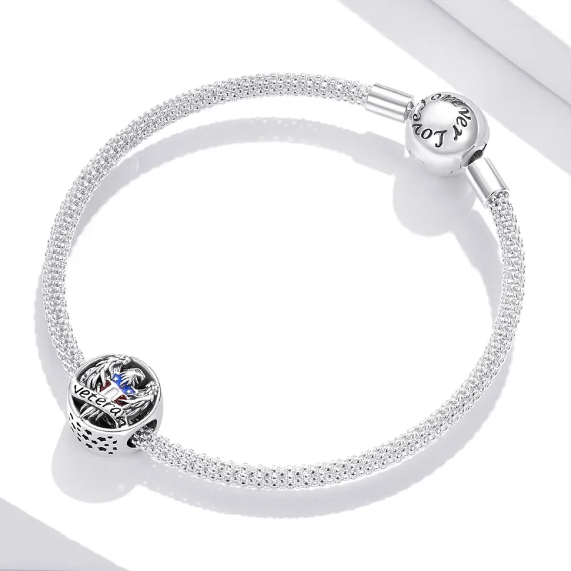 (image for) Pandora Style Silver Charm, Veteran, Multicolor Enamel - SCC1885 - View 3