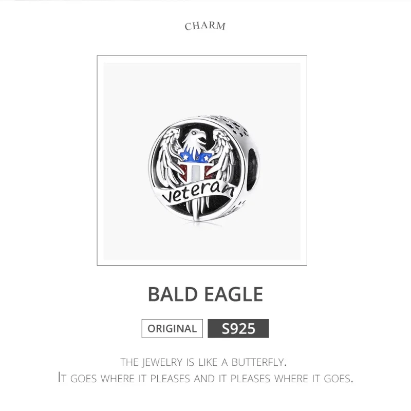 (image for) Pandora Style Silver Charm, Veteran, Multicolor Enamel - SCC1885 - View 6