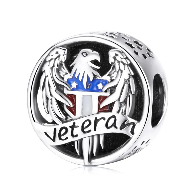 (image for) Pandora Style Silver Charm, Veteran, Multicolor Enamel - SCC1885 - Product Image