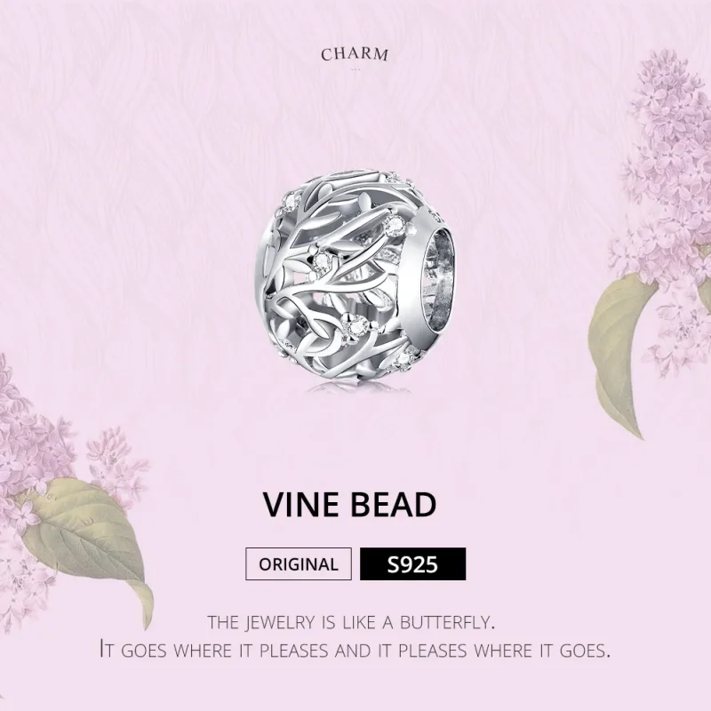 (image for) Pandora Style Silver Charm, Vine - BSC256 - View 6