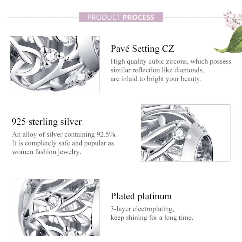 (image for) Pandora Style Silver Charm, Vine - BSC256 - View 8