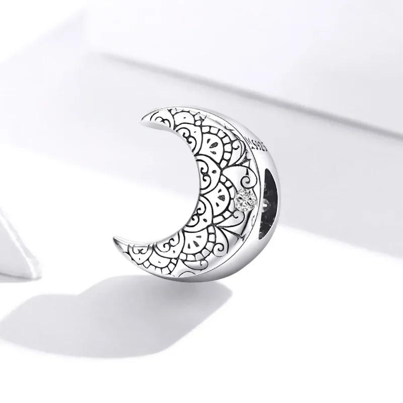 (image for) Pandora Style Silver Charm, Vine & Moon - SCC1604 - View 2