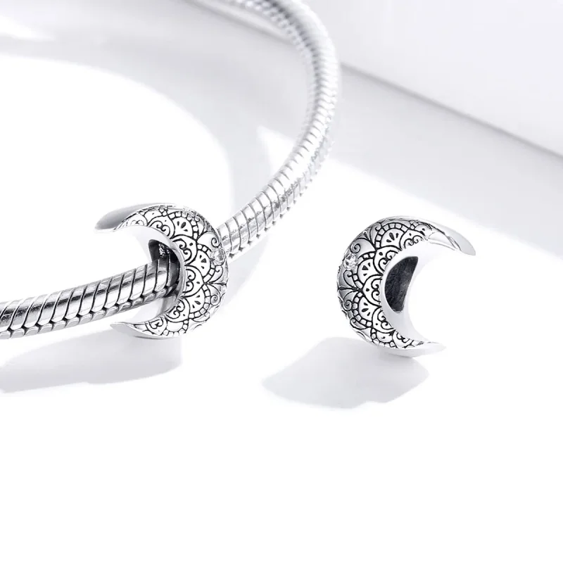 (image for) Pandora Style Silver Charm, Vine & Moon - SCC1604 - View 4