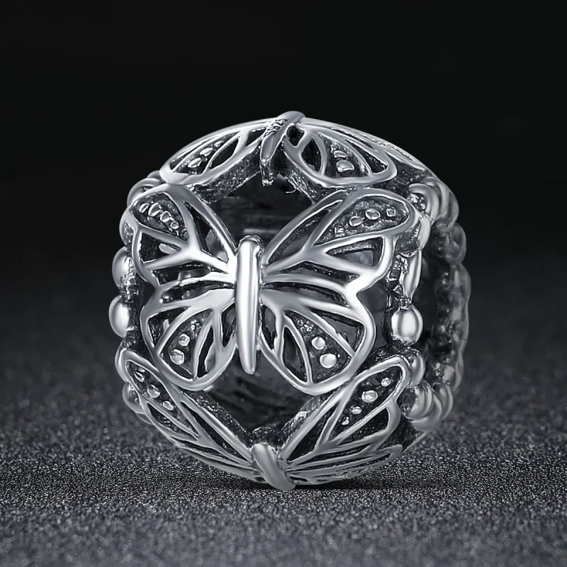 (image for) Pandora Style Silver Charm, Vintage Butterfly - SCC491 - View 2