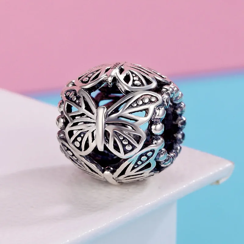 (image for) Pandora Style Silver Charm, Vintage Butterfly - SCC491 - View 3