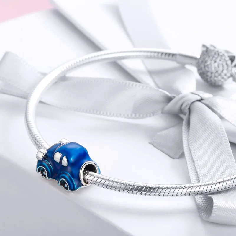 (image for) Pandora Style Silver Charm, Vintage Car, Blue Enamel - SCC957 - View 3