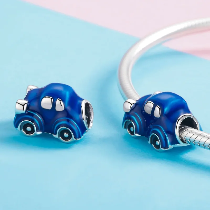(image for) Pandora Style Silver Charm, Vintage Car, Blue Enamel - SCC957 - View 4