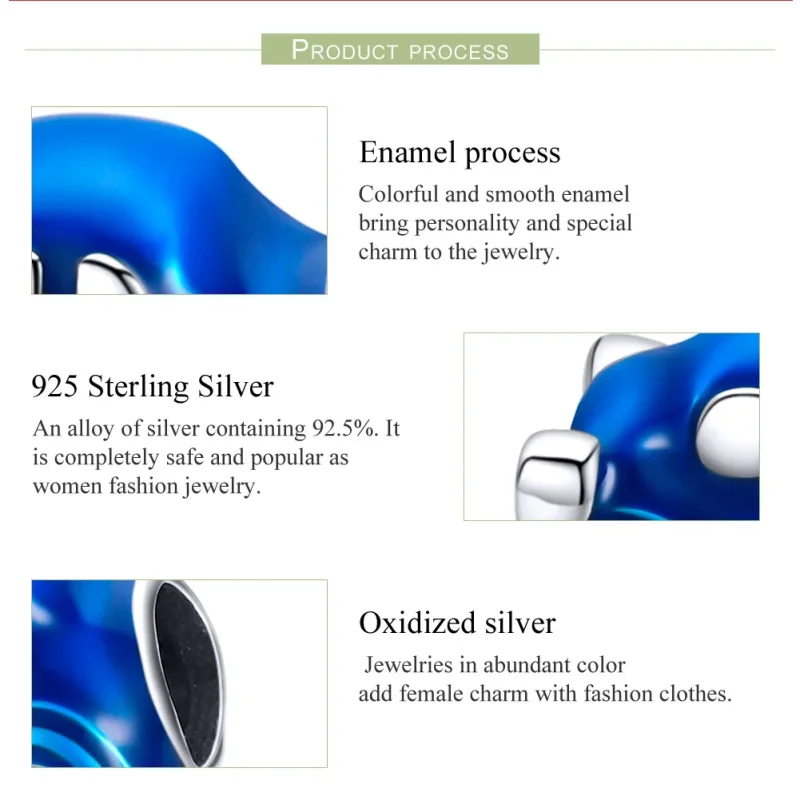 (image for) Pandora Style Silver Charm, Vintage Car, Blue Enamel - SCC957 - View 7