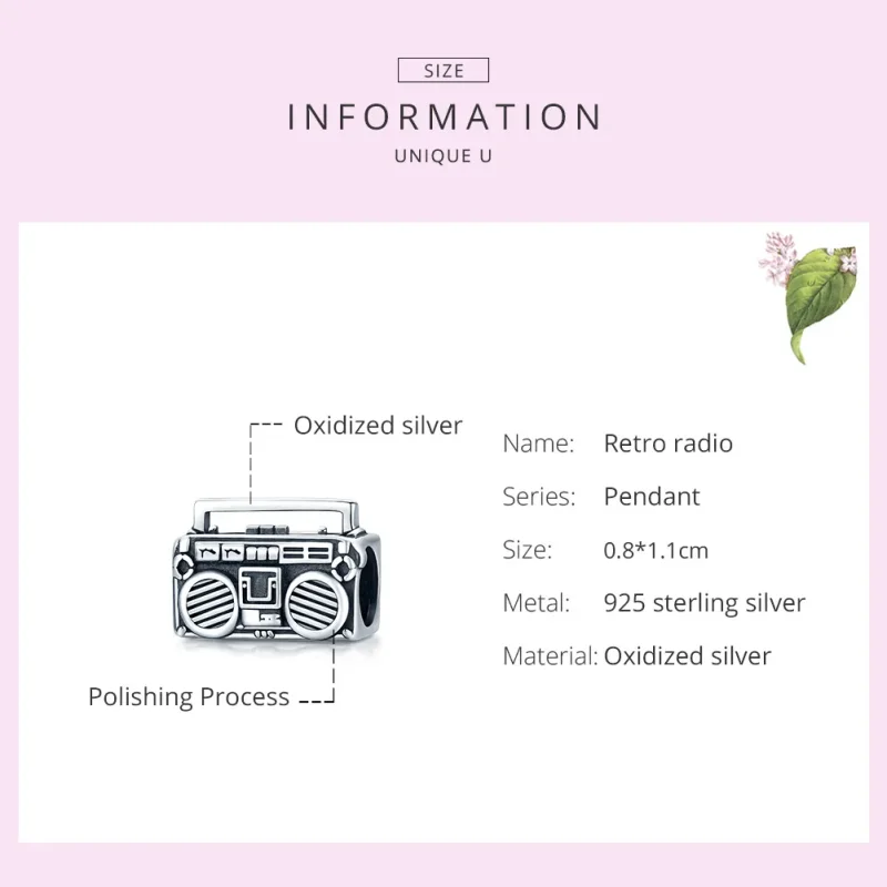 (image for) Pandora Style Silver Charm, Vintage Radio - SCC1873 - View 6