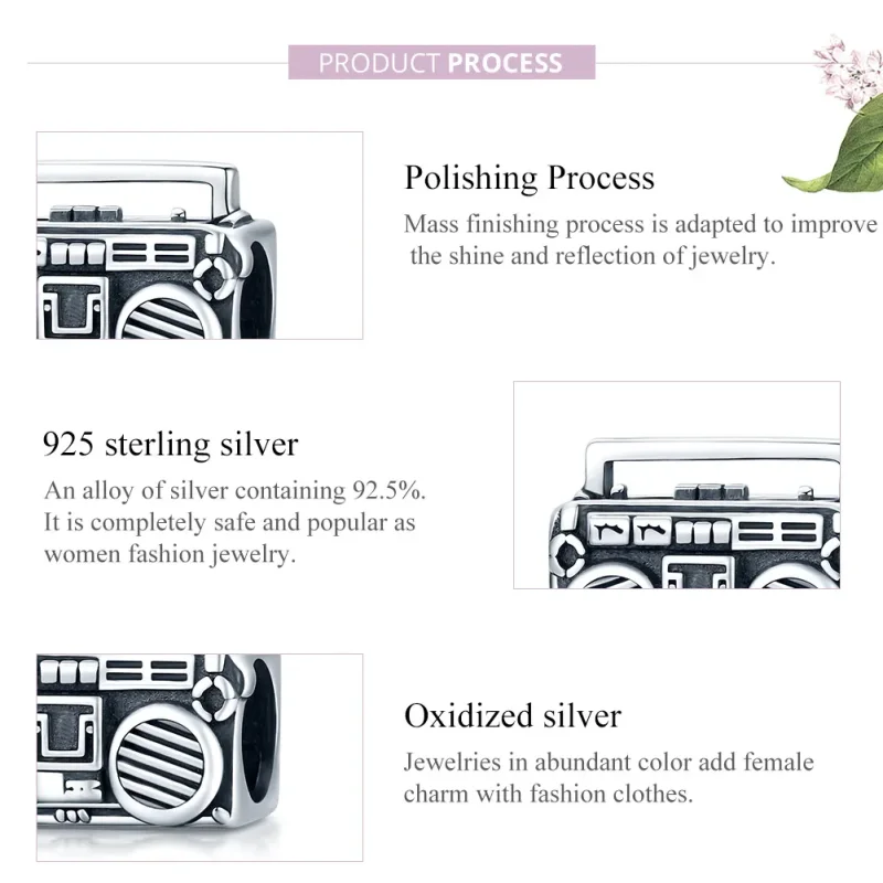 (image for) Pandora Style Silver Charm, Vintage Radio - SCC1873 - View 7