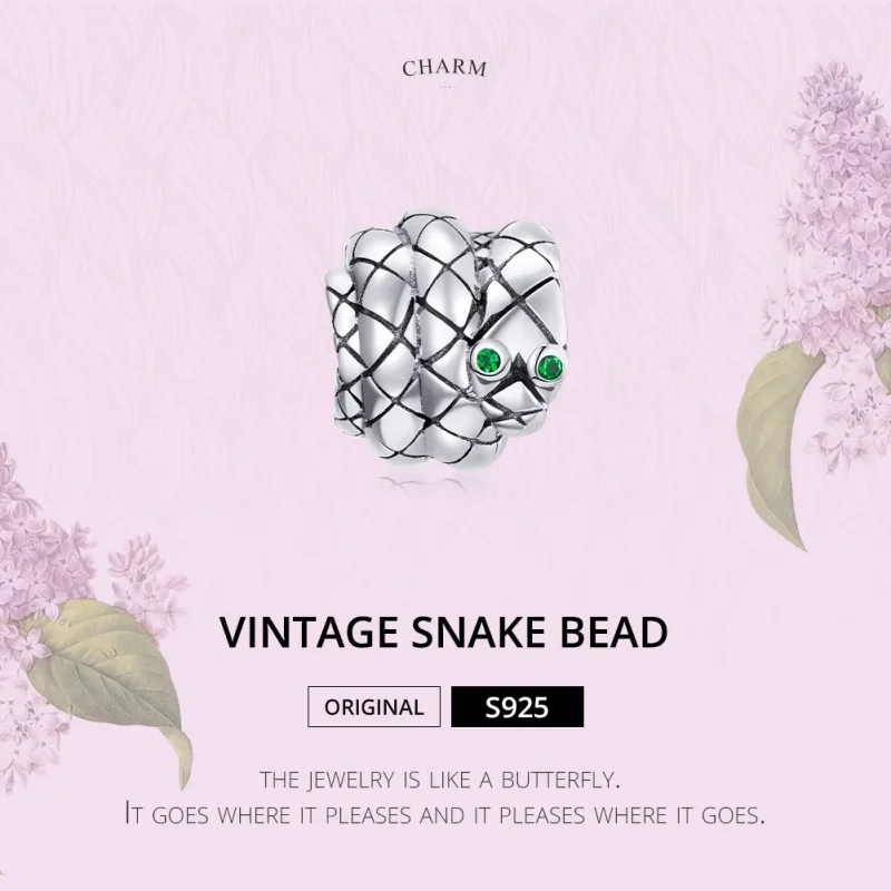 (image for) Pandora Style Silver Charm, Vintage Snake - SCC1770 - View 6