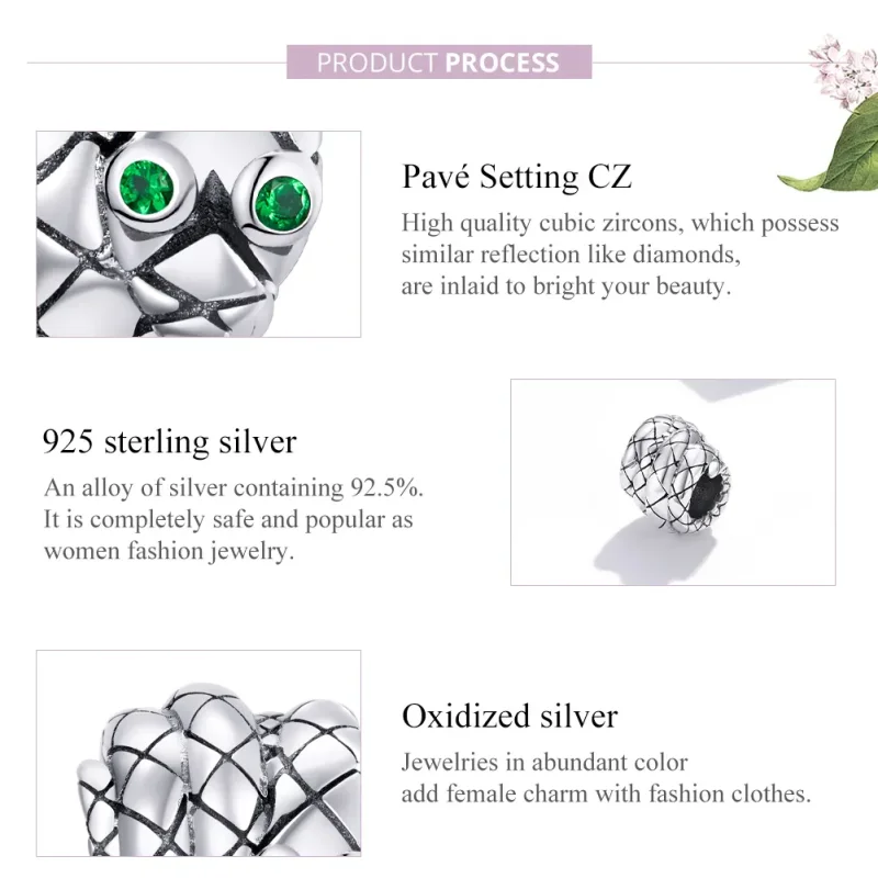 (image for) Pandora Style Silver Charm, Vintage Snake - SCC1770 - View 8