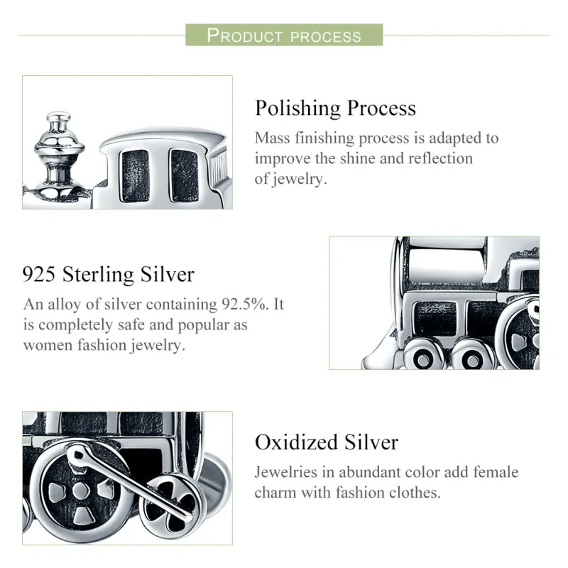 (image for) Pandora Style Silver Charm, Vintage Train - SCC507 - View 6
