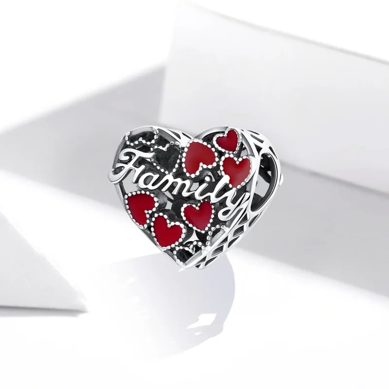 (image for) Pandora Style Silver Charm, Warm Family, Red Enamel - SCC1750 - View 2