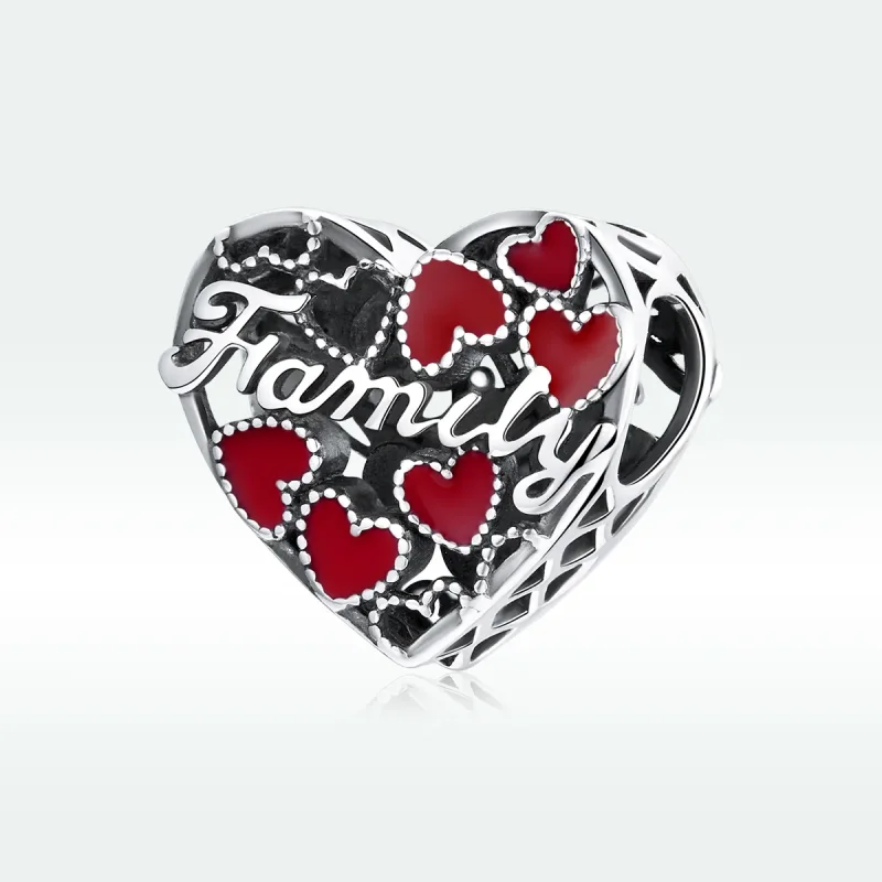 (image for) Pandora Style Silver Charm, Warm Family, Red Enamel - SCC1750 - View 5