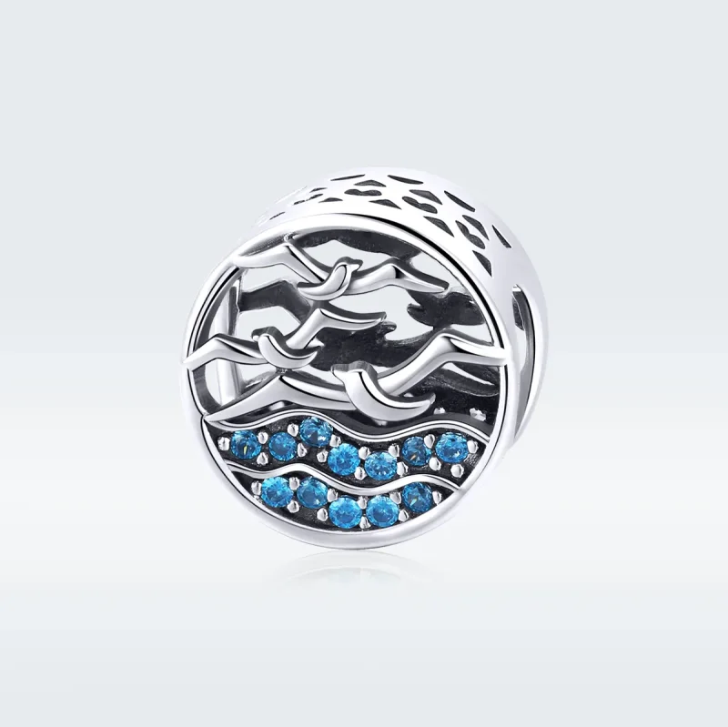 (image for) Pandora Style Silver Charm, Wave & Seagulls - SCC1454 - View 5