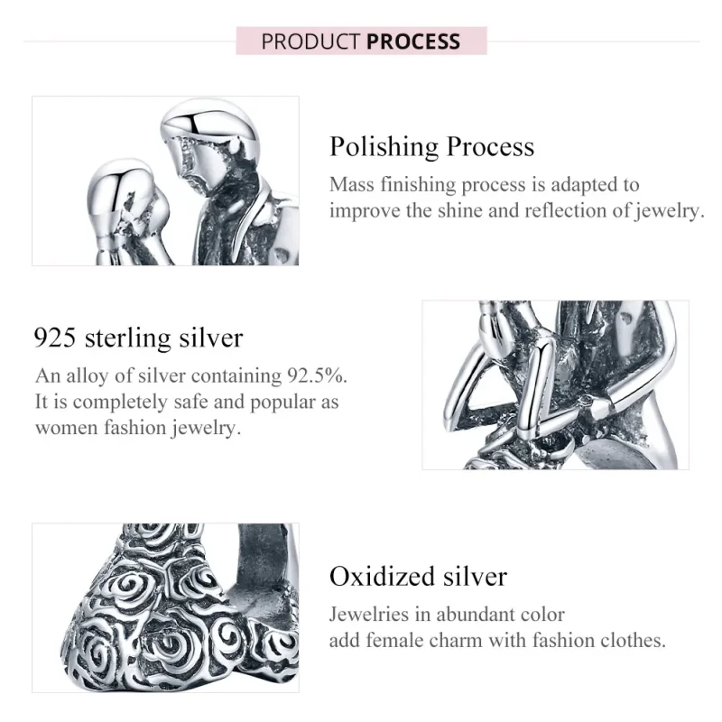 (image for) Pandora Style Silver Charm, Wedding Party Dancing Bride and Groom - SCC1564 - View 7