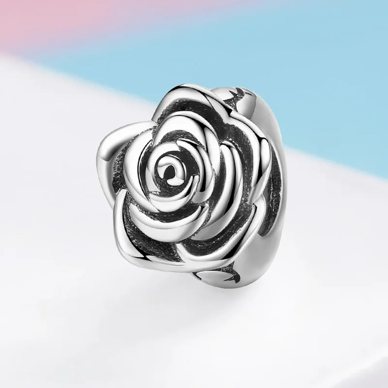 (image for) Pandora Style Silver Charm, White Rose - SCC1101 - View 2