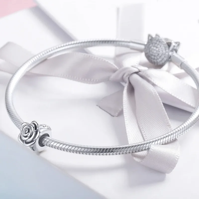 (image for) Pandora Style Silver Charm, White Rose - SCC1101 - View 3