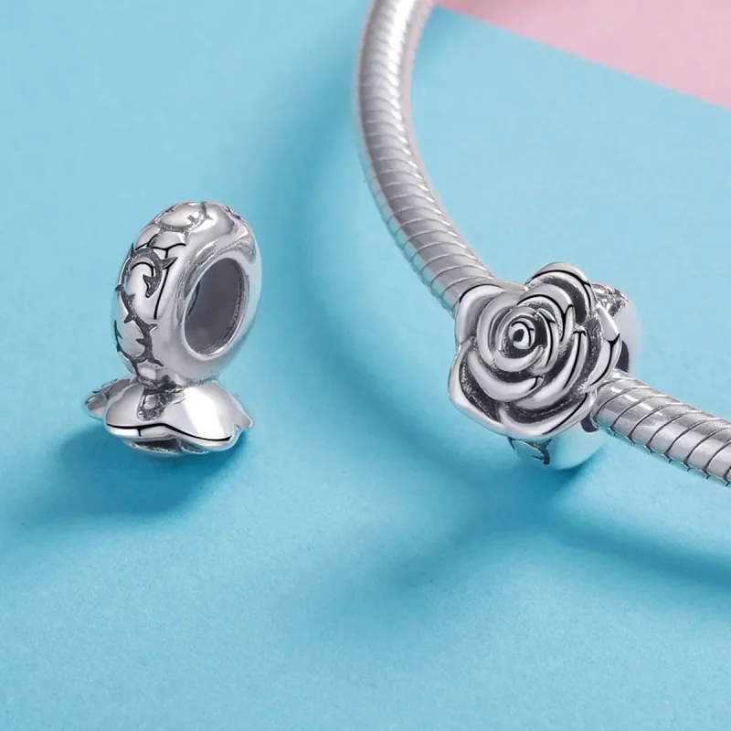 (image for) Pandora Style Silver Charm, White Rose - SCC1101 - View 4