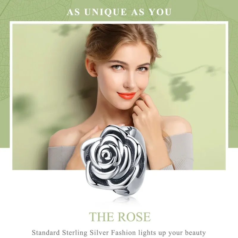 (image for) Pandora Style Silver Charm, White Rose - SCC1101 - View 6