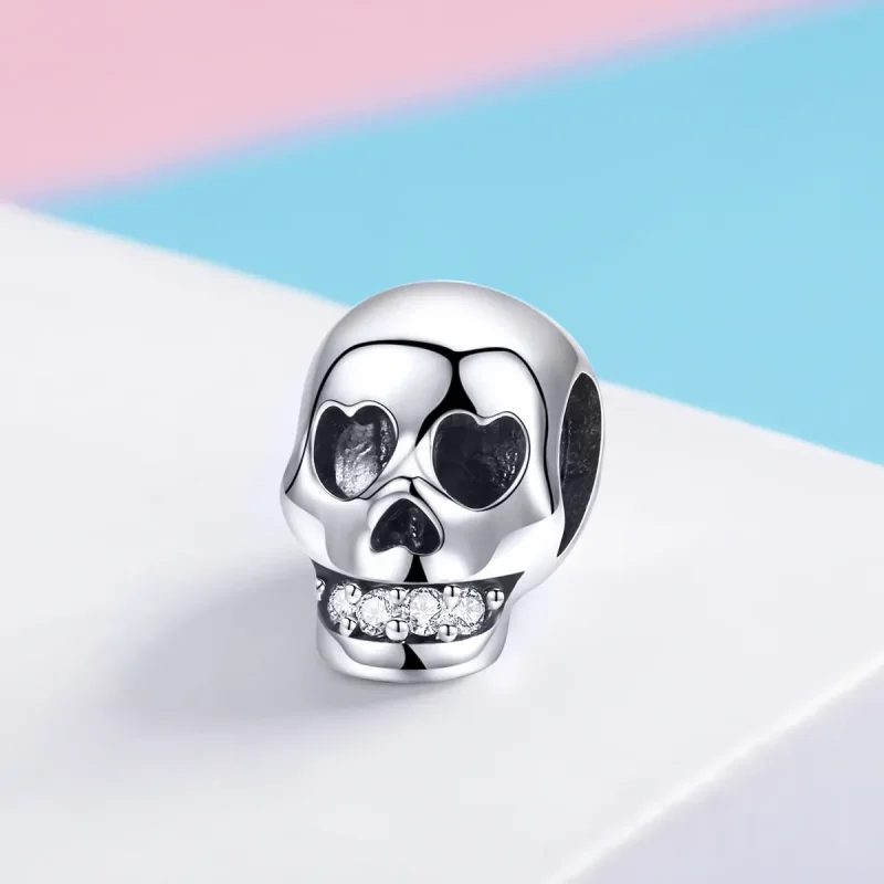 (image for) Pandora Style Silver Charm, White Skull - SCC965 - View 2