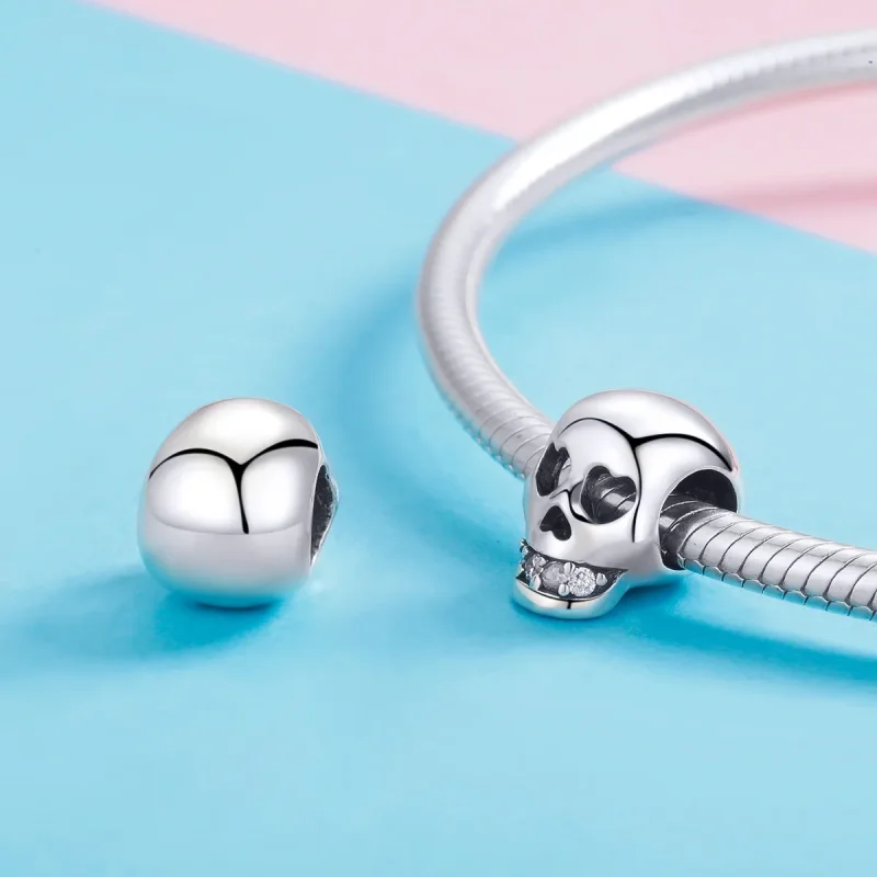 (image for) Pandora Style Silver Charm, White Skull - SCC965 - View 4